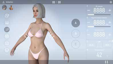 Ecran cu avatarul corporal 3D al clientului