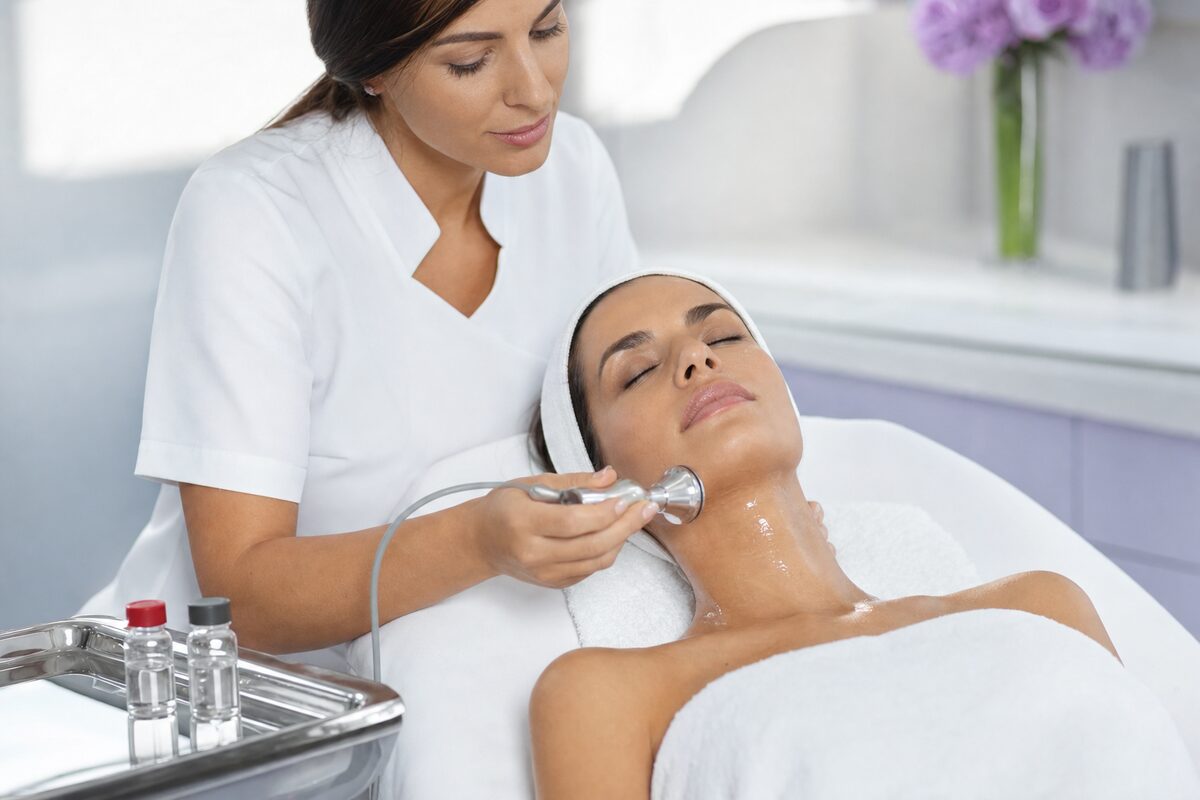 Ilustrare: aplicarea NAD+ Booster cu ultrasunete DuoLift (imagine generată, nu fotografie din salon)